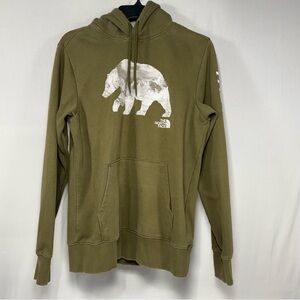 The North Face Men's Bear Graphic Logo Sleeve Hooded Sweatshirt Khaki Green S